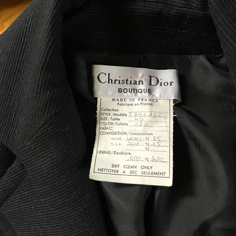 Christian Dior boutique 1990s wool silk black blazer Sz 40